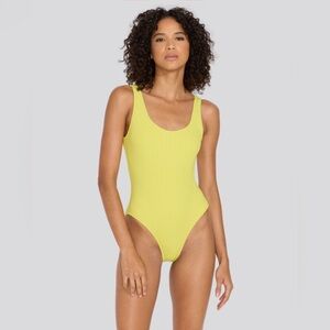 NWT Solid & Striped Anne-Marie Ribbed One Piece Chartreuse